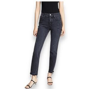 Trave Constance Road to Nowhere Black Straight Leg Jeans Button Fly Women’s 28
